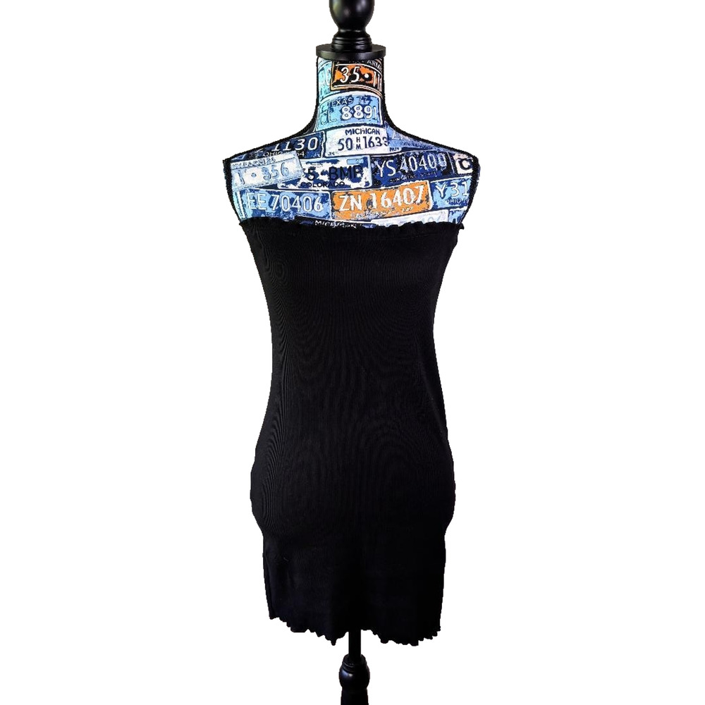 Shein Strapless Black Mini Dress Size 6 Stretchy Sexy